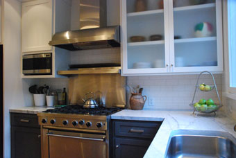 View of kitchen for the Palo Alto residence project by KG Bell